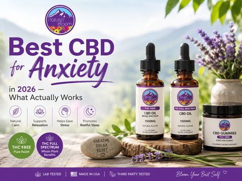 Nature's Bloom CBD oils and gummies for anxiety relief in 2026 including THC free and full spectrum options