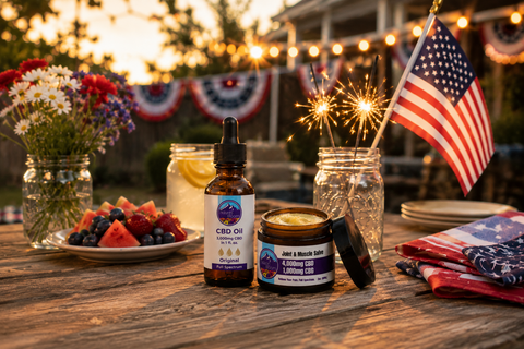 Bottle of CBD oil and CBD Salve 4th